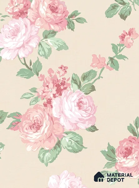 81398-3 | Peach Pink Rose Trail Floral Wallpaper - 5 Meter x 42 Inch, 57 Sq. Ft.