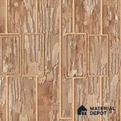 AA100805 | Rust Gold Rectangle Panel PVC Patterned Wallpaper - 9.5 Meter x 21 Inch, 55 Sq. Ft. (Min. 15% Wastage)
