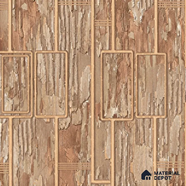 AA100805 | Rust Gold Rectangle Panel PVC Patterned Wallpaper - 9.5 Meter x 21 Inch, 55 Sq. Ft. (Min. 15% Wastage)