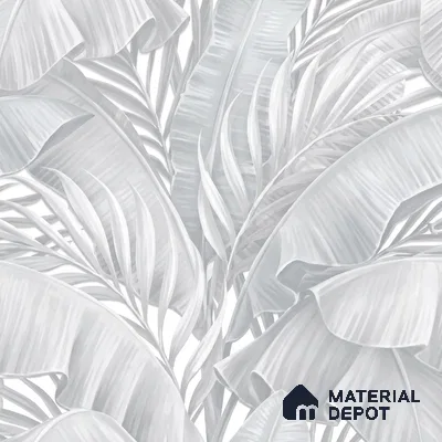 AA100208 | Grey Palm Leaf PVC Floral Wallpaper - 9.5 Meter x 21 Inch, 55 Sq. Ft. (Min. 15% Wastage)