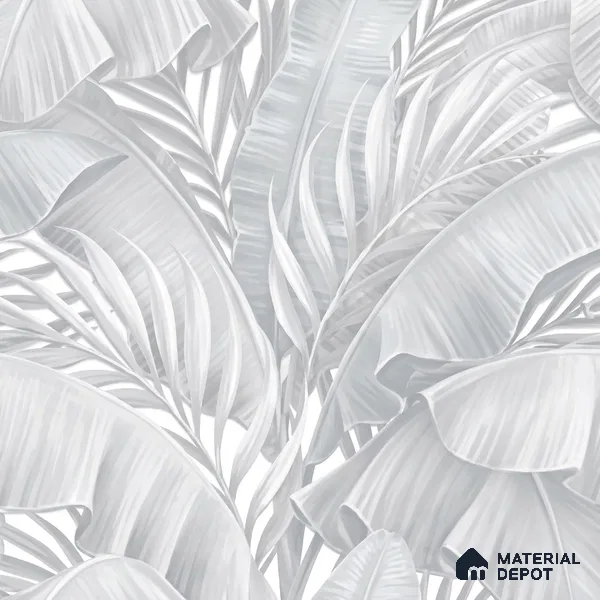 AA100208 | Grey Palm Leaf PVC Floral Wallpaper - 9.5 Meter x 21 Inch, 55 Sq. Ft. (Min. 15% Wastage)