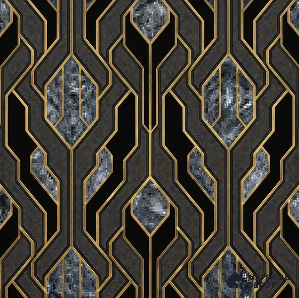 AA101104 | Black Gold Deco Panel PVC Patterned Wallpaper - 9.5 Meter x 21 Inch, 55 Sq. Ft. (Min. 15% Wastage)