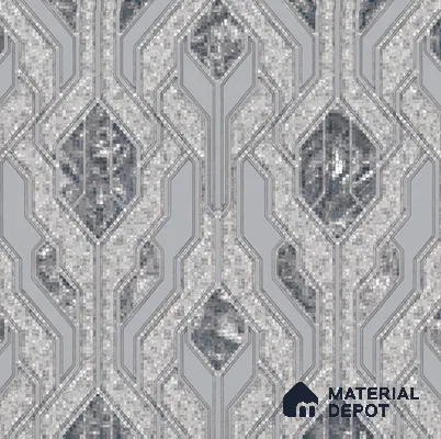 AA101103 | Silver Grey Marble Diamond Panel PVC Patterned Wallpaper - 9.5 Meter x 21 Inch, 55 Sq. Ft. (Min. 15% Wastage)