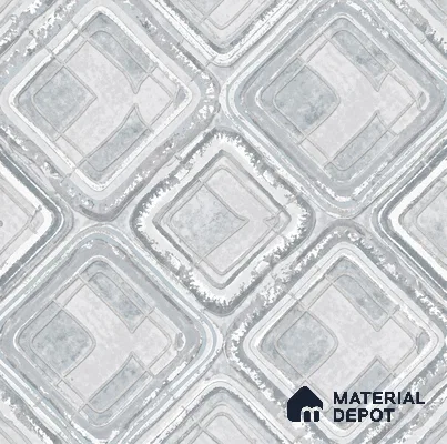 AA100603 | Silver Grey Marble Square Lattice PVC Patterned Wallpaper - 9.5 Meter x 21 Inch, 55 Sq. Ft. (Min. 15% Wastage)