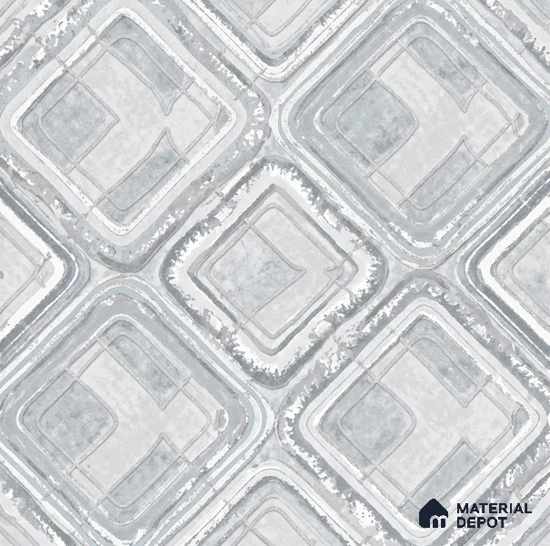 AA100603 | Silver Grey Marble Square Lattice PVC Patterned Wallpaper - 9.5 Meter x 21 Inch, 55 Sq. Ft. (Min. 15% Wastage)