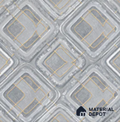 AA100604 | Grey & Gold Marble Square Lattice PVC Patterned Wallpaper - 9.5 Meter x 21 Inch, 55 Sq. Ft. (Min. 15% Wastage)