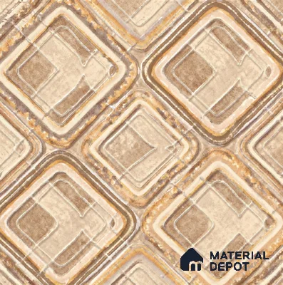 AA100607 | Beige & Gold Quilted Diamond Facet PVC Patterned Wallpaper - 9.5 Meter x 21 Inch, 55 Sq. Ft. (Min. 15% Wastage)