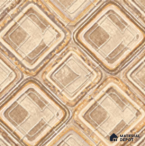 AA100607 | Beige & Gold Quilted Diamond Facet PVC Patterned Wallpaper - 9.5 Meter x 21 Inch, 55 Sq. Ft. (Min. 15% Wastage)