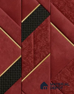 WK160-01 | Red & Black Leather Panel Facet Patterned Wallpaper - 10 Meter x 21 Inches, 57.37 Sq. Ft. (Min. 15% Wastage)