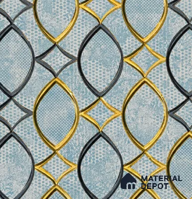 WK160-17 | Blue Lattice Gold Patterned Wallpaper - 10 Meter x 21 Inches, 57.37 Sq. Ft. (Min. 15% Wastage)