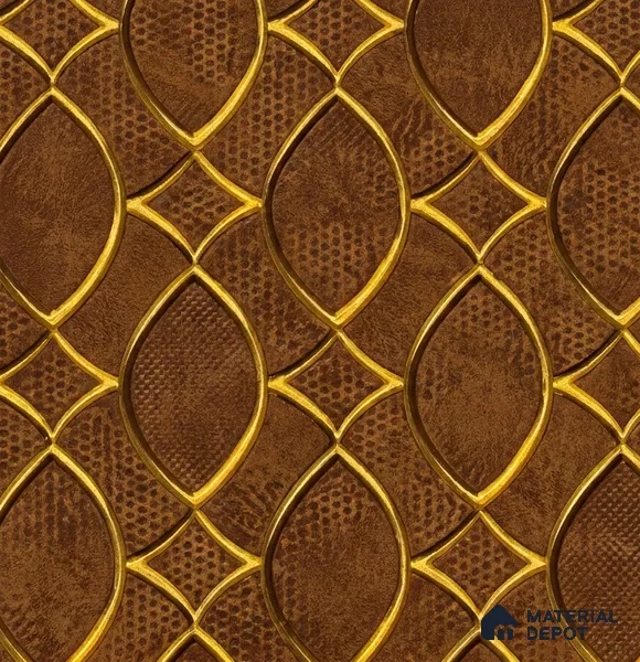 WK160-20 | Brown Lattice Gold Patterned Wallpaper - 10 Meter x 21 Inches, 57.37 Sq. Ft. (Min. 15% Wastage)