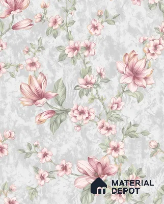 WK160-15 | Grey Magnolia Blossom Floral Wallpaper - 10 Meter x 21 Inches, 57.37 Sq. Ft. (Min. 15% Wastage)