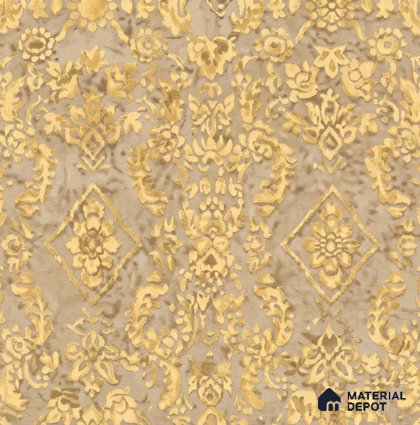 WK160-07 | Beige Medallion Damask Patterned Wallpaper - 10 Meter x 21 Inches, 57.37 Sq. Ft. (Min. 15% Wastage)