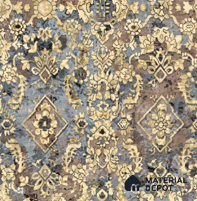WK160-05 | Blue Floral Damask Patterned Wallpaper - 10 Meter x 21 Inches, 57.37 Sq. Ft. (Min. 15% Wastage)