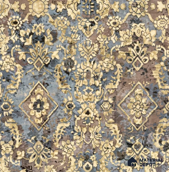 WK160-05 | Blue Floral Damask Patterned Wallpaper - 10 Meter x 21 Inches, 57.37 Sq. Ft. (Min. 15% Wastage)