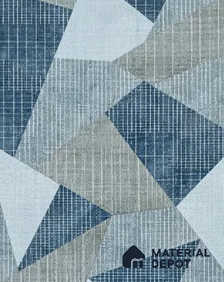 WK160-24 | Slate Blue Faceted Triangle Block Patterned Wallpaper - 10 Meter x 21 Inches, 57.37 Sq. Ft. (Min. 15% Wastage)