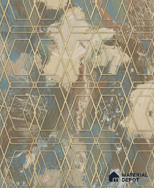 WK160-52 | Teal Facet Marble Geometric Wallpaper - 10 Meter x 21 Inches, 57.37 Sq. Ft. (Min. 15% Wastage)