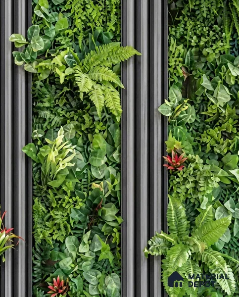 WK160-66 | Charcoal Slat Green Wall Floral Wallpaper - 10 Meter x 21 Inches, 57.37 Sq. Ft. (Min. 15% Wastage)