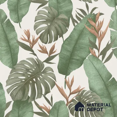 M15-1 | Sage Monstera Bird Paradise Floral Wallpaper - 10 Meter x 21 Inches, 57.37 Sq. Ft. (Min. 15% Wastage)