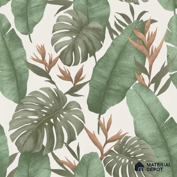M15-1 | Sage Monstera Bird Paradise Floral Wallpaper - 10 Meter x 21 Inches, 57.37 Sq. Ft. (Min. 15% Wastage)