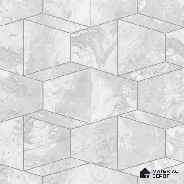 M5-2 | Silver Grey Hexagon Mosaic Geometric Wallpaper - 10 Meter x 21 Inches, 57.37 Sq. Ft. (Min. 15% Wastage)