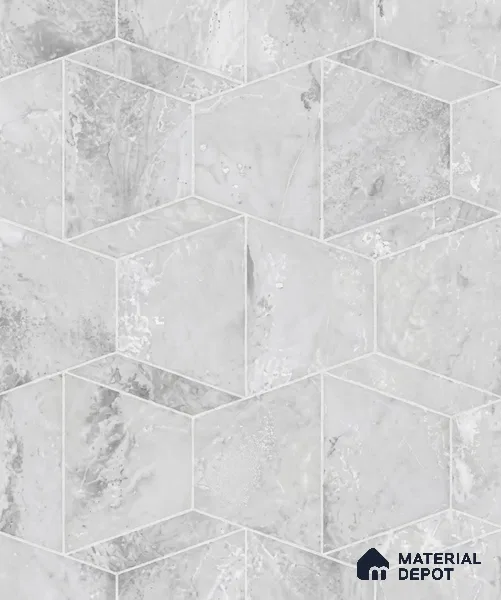 M5-3 | Silver Grey Marble Diamond Geometric Wallpaper - 10 Meter x 21 Inches, 57.37 Sq. Ft. (Min. 15% Wastage)