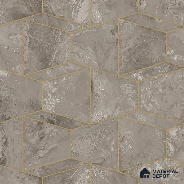 M5-4 | Taupe Marble Mosaic Geometric Wallpaper - 10 Meter x 21 Inches, 57.37 Sq. Ft. (Min. 15% Wastage)