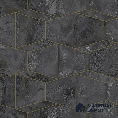 M5-1 | Black Marble Mosaic Geometric Wallpaper - 10 Meter x 21 Inches, 57.37 Sq. Ft. (Min. 15% Wastage)