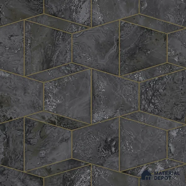 M5-1 | Black Marble Mosaic Geometric Wallpaper - 10 Meter x 21 Inches, 57.37 Sq. Ft. (Min. 15% Wastage)