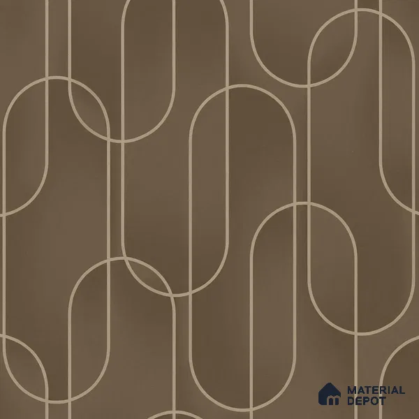 M9-4 | Chestnut Brown Ribbon Loop Patterned Wallpaper - 10 Meter x 21 Inches, 57.37 Sq. Ft. (Min. 15% Wastage)