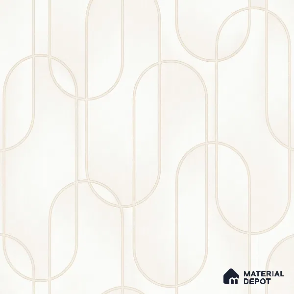 M9-1 | Cream & Gold Ribbon Loop Patterned Wallpaper - 10 Meter x 21 Inches, 57.37 Sq. Ft. (Min. 15% Wastage)