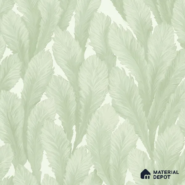 M18-1 | Green Feather Plume Floral Wallpaper - 10 Meter x 21 Inches, 57.37 Sq. Ft. (Min. 15% Wastage)
