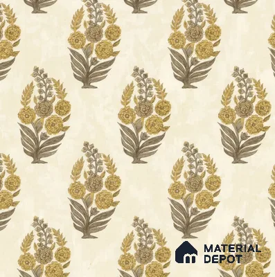 8032 | Cream & Gold Floral Bouquet Motif Patterned Wallpaper - 10 Meter x 21 Inches, 57.41 Sq. Ft.