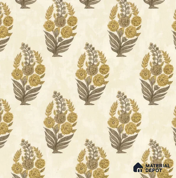 8032 | Cream & Gold Floral Bouquet Motif Patterned Wallpaper - 10 Meter x 21 Inches, 57.41 Sq. Ft.