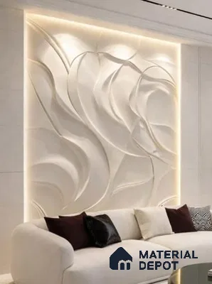 Silk Wave Carved Wall CNC Made HDHMR Panel 8 ft x 8 ft - 30 mm
