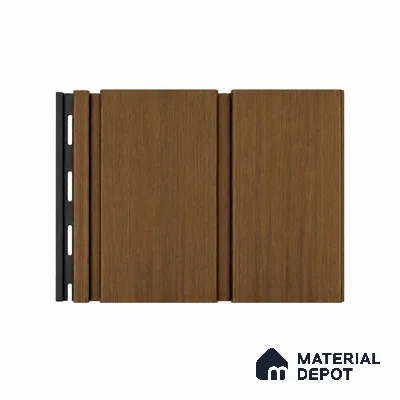 Golden Oak 10 ft x 1 ft (3060x340 mm) Duo Design Interior & Exterior Wall & Ceiling Panel - 12 mm | Suitable for Balcony, Facade & Open Area | Width is Subjected to 5% Variation