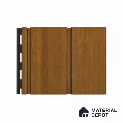 Oak Wood Ocre 10 ft x 1 ft (3060x340 mm) Duo Design Interior & Exterior Wall & Ceiling Panel - 12 mm | Suitable for Balcony, Facade & Open Area | Width is Subjected to 5% Variation