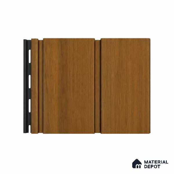 Oak Wood Ocre 10 ft x 1 ft (3060x340 mm) Duo Design Interior & Exterior Wall & Ceiling Panel - 12 mm | Suitable for Balcony, Facade & Open Area | Width is Subjected to 5% Variation