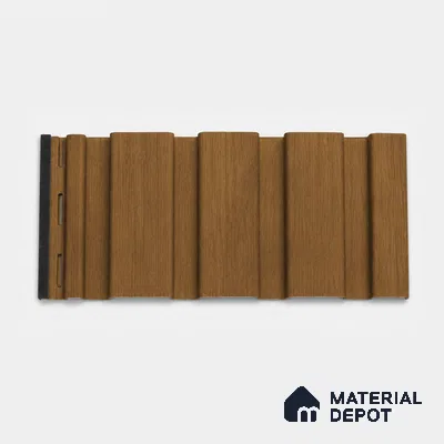 Oak Wood Ocre 10 ft x 0.86 ft (3060x265 mm) Louvers Design Interior & Exterior Wall & Ceiling Panel - 14 mm | Suitable for Balcony, Facade & Open Area | Width is Subjected to 5% Variation