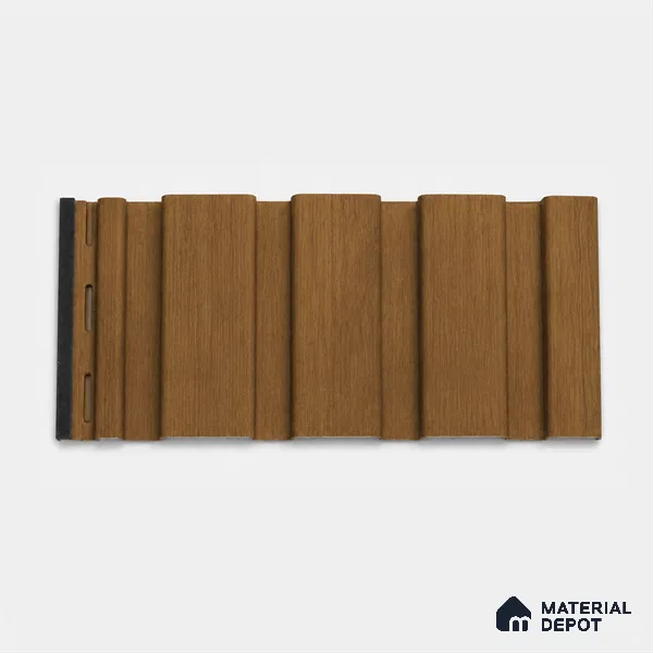 Oak Wood Ocre 10 ft x 0.86 ft (3060x265 mm) Louvers Design Interior & Exterior Wall & Ceiling Panel - 14 mm | Suitable for Balcony, Facade & Open Area | Width is Subjected to 5% Variation