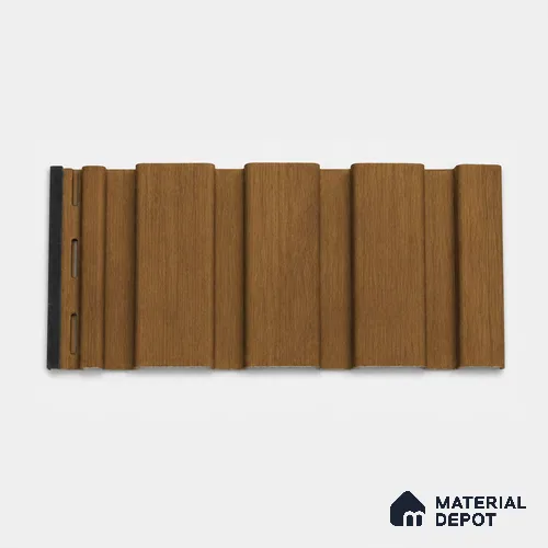 Oak Wood Ocre 10 ft x 0.86 ft (3060x265 mm) Louvers Design Interior & Exterior Wall & Ceiling Panel - 14 mm | Suitable for Balcony, Facade & Open Area | Width is Subjected to 5% Variation