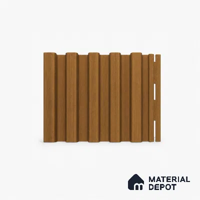 Oak Wood Ocre 10 ft x 8.2 inch Vertica Design Interior & Exterior Wall & Ceiling Panel - 20 mm | Suitable for Balcony, Facade & Open Area | Width is Subjected to 5% Variation