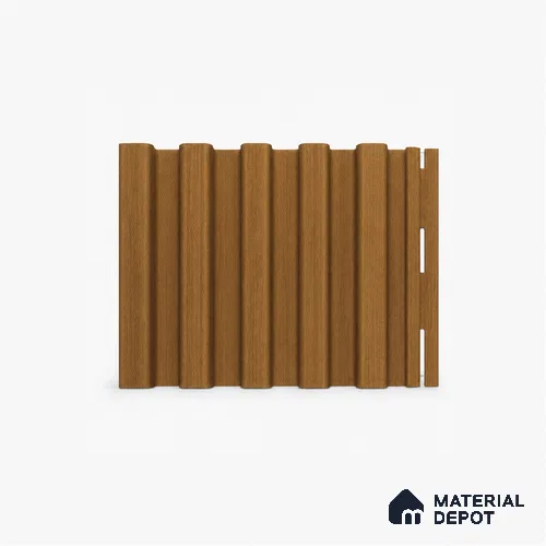 Oak Wood Ocre 10 ft x 8.2 inch Vertica Design Interior & Exterior Wall & Ceiling Panel - 20 mm | Suitable for Balcony, Facade & Open Area | Width is Subjected to 5% Variation