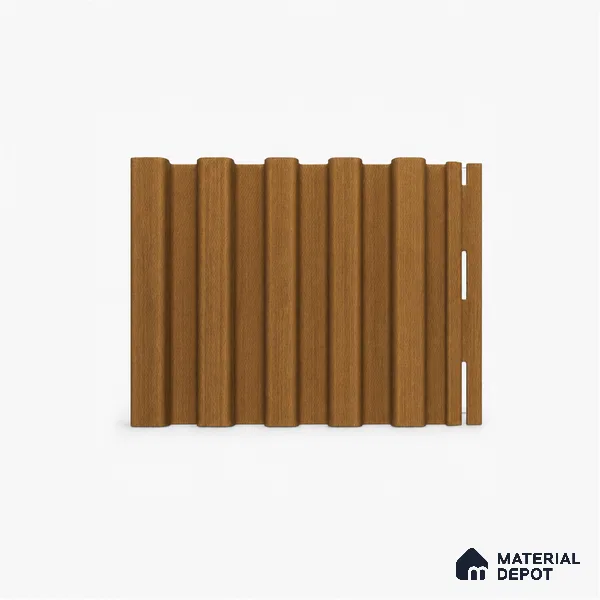 Oak Wood Ocre 10 ft x 8.2 inch Vertica Design Interior & Exterior Wall & Ceiling Panel - 20 mm | Suitable for Balcony, Facade & Open Area | Width is Subjected to 5% Variation