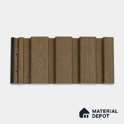 Spiced Walnut 10 ft x 0.86 ft (3060x265 mm) Louvers Design Interior & Exterior Wall & Ceiling Panel - 14 mm | Suitable for Balcony, Facade & Open Area | Width is Subjected to 5% Variation