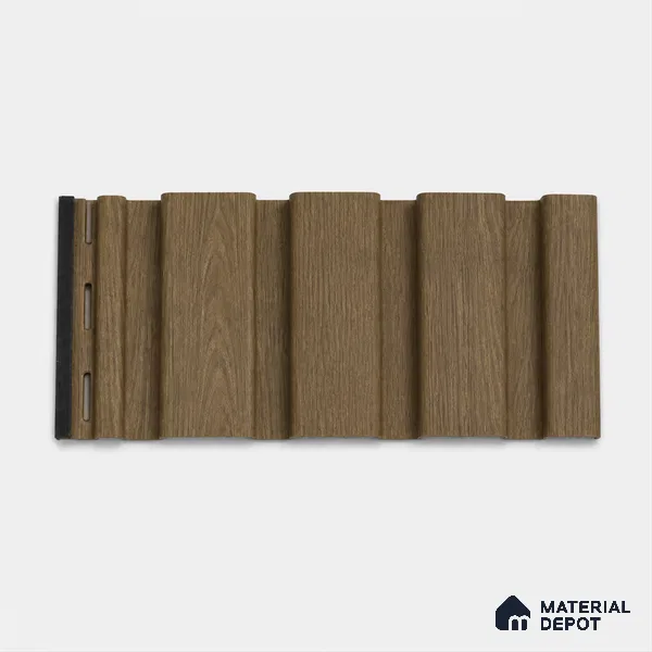 Spiced Walnut 10 ft x 0.86 ft (3060x265 mm) Louvers Design Interior & Exterior Wall & Ceiling Panel - 14 mm | Suitable for Balcony, Facade & Open Area | Width is Subjected to 5% Variation