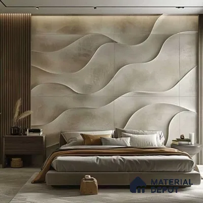 Beige Wave Texture 3D Wall 6 ft x 6.4 ft HDHMR Panel - 40 mm