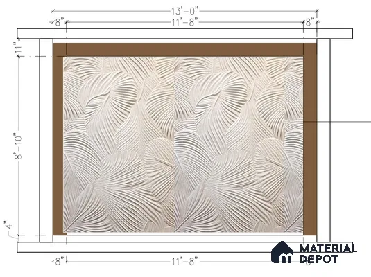 Ivory Tropical Canopy 3D Carved 13 ft x 10 ft CNC Made HDHMR Panel - 25 mm