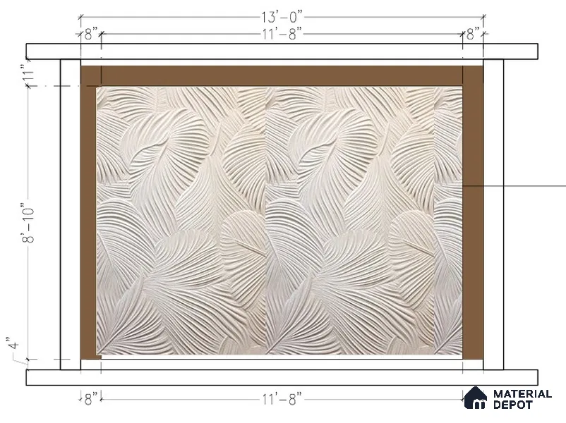 Ivory Tropical Canopy 3D Carved 13 ft x 10 ft CNC Made HDHMR Panel - 25 mm