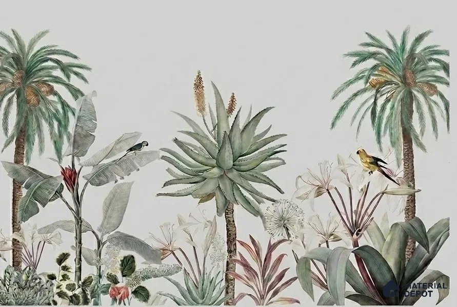 H901712 A Story by the Garden Wallpaper,Customised Sukoon Series Canvas Nature Design (Customised Size Wallpaper)